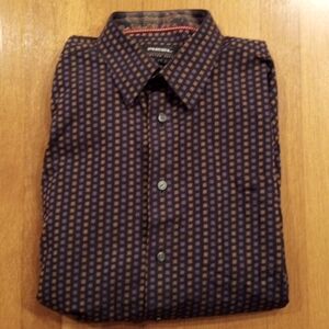 Mens casual Dress Shirt button down Top Size Large